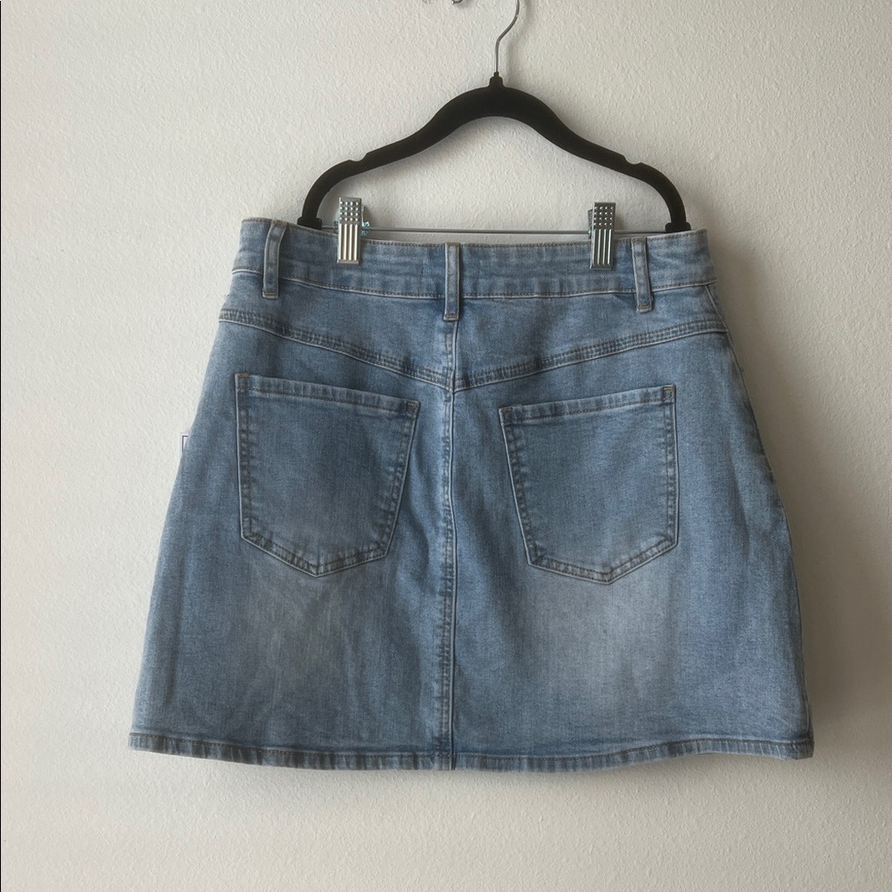 1. State Light Blue A-Line Denim Skirt - Picture 3 of 5